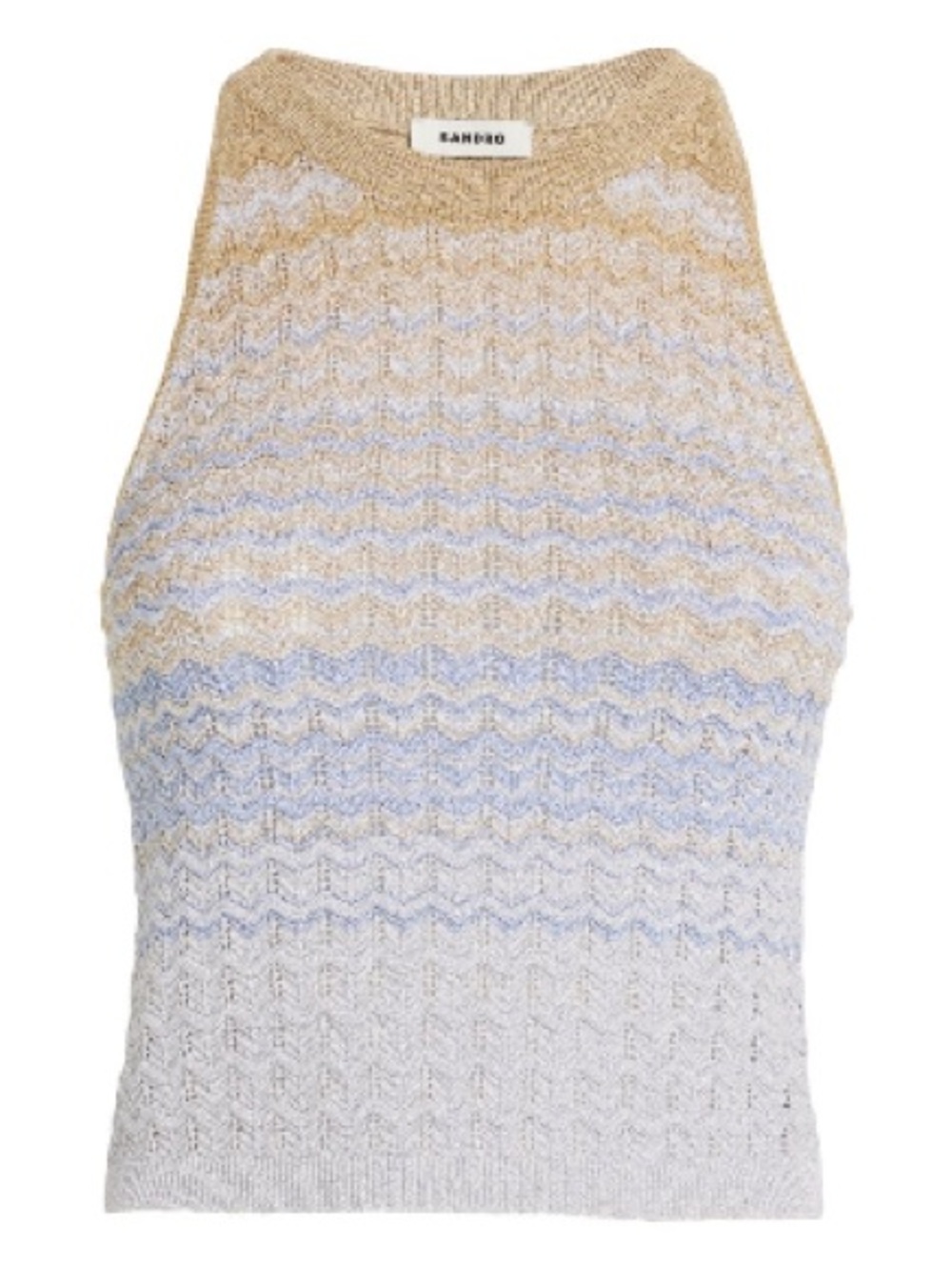 Sandro Knit Halter Tank shimmer gold and blue